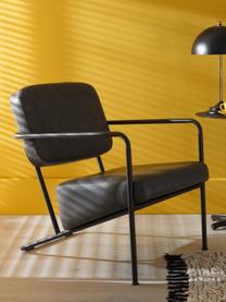 Kunstleren lounge fauteuil Arms met metalen frame, Bekleding: kunstleer, Frame: multiplex, Frame: gecoat metaal, Grijs, 57 x 76 cm