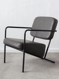 Kunstleren lounge fauteuil Arms met metalen frame, Bekleding: kunstleer, Frame: multiplex, Frame: gecoat metaal, Grijs, 57 x 76 cm