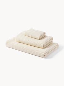 Set di 3 asciugamani con motivo a nido d'ape Yara, Beige chiaro, Set da 3 (asciugamano ospite, asciugamano e telo bagno)