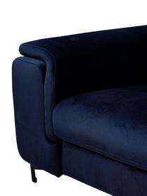 Sofá rinconero de terciopelo Brito, con función relax, Tapizado: 100% terciopelo de poliés, Patas: metal pintado, Azul, An 300 x F 170 cm