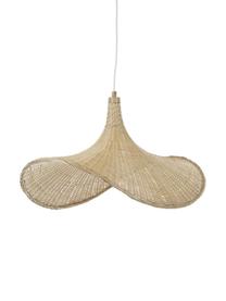 Ovale hanglamp Bahar van bamboe, Lampenkap: bamboe, Baldakijn: metaal, Bamboe, B 53 x H 28 cm