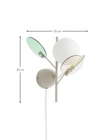 Applique murale design avec prise de connection Petal, Beige clair, tons verts, transparent, prof. 28 x haut. 25 cm