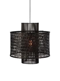 Lampada a sospensione in rattan Ambon, Paralume: rattan, Baldacchino: metallo rivestito, Nero, Ø 50 x Alt. 50 cm