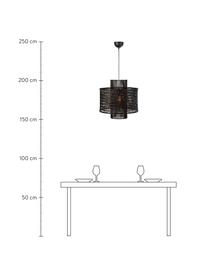 Lámpara de techo regulable Ambon, Pantalla: ratán, Anclaje: metal recubierto, Cable: cubierto en tela, Negro, Ø 50 x Al 50 cm