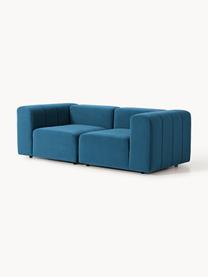 Modulares Samt-Sofa Lena (3-Sitzer), Bezug: Samt (100 % Polyester) De, Gestell: Buchenholz, Spanplatte, H, Samt Petrol, B 211 x T 106 cm