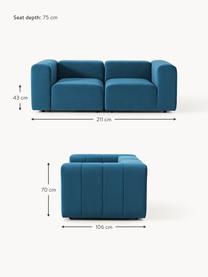 Modulares Samt-Sofa Lena (3-Sitzer), Bezug: Samt (100 % Polyester) De, Gestell: Buchenholz, Spanplatte, H, Füße: Kunststoff, Samt Petrol, B 211 x T 106 cm