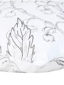 Perkálový povlak na polštář s květinovým potiskem Keno, 2 ks, Bílá, šedá, Š 40 cm, D 80 cm