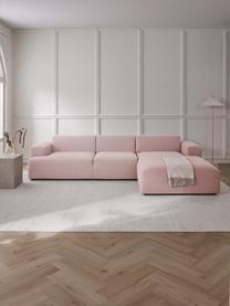 Divano angolare 4 posti Melva, Rivestimento: 100% poliestre Il rivesti, Struttura: pino massiccio, certifica, Tessuto rosa chiaro, Larg. 319 x Alt. 196 cm, chaise-longue a destra