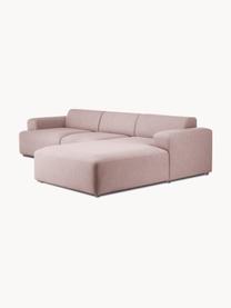 Divano angolare 4 posti Melva, Rivestimento: 100% poliestre Il rivesti, Struttura: pino massiccio, certifica, Tessuto rosa chiaro, Larg. 319 x Alt. 196 cm, chaise-longue a destra