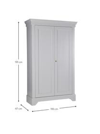 Armadio a 2 ante in legno grigio cemento Isabel, Grigio cemento, Larg. 118 x Alt. 191 cm