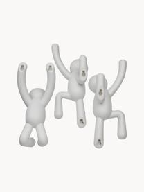 Design wandhakenset Buddy, set van 3, Kunststof (ABS), Wit, Set met verschillende formaten