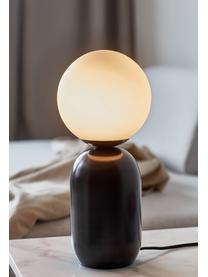 Kleine tafellamp Notti, Lampvoet: gecoat metaal, Lampenkap: glas, mondgeblasen, Wit, zwart, Ø 15 x H 35 cm