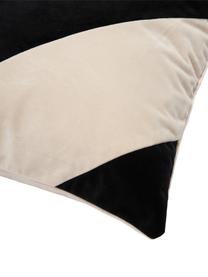 Fluwelen kussenhoes Lenia in beige/zwart, 100% polyester fluweel, Beige, zwart, B 45 x L 45 cm