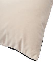 Fluwelen kussenhoes Lenia in beige/zwart, 100% polyester fluweel, Beige, zwart, B 45 x L 45 cm