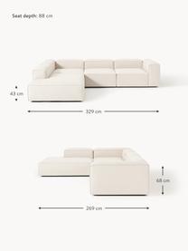 Modulares XL-Ecksofa Lennon aus Leinen-Mix, Bezug: 50 % Viskose, 25 % Leinen, Gestell: Fichtenholz, Sperrholz, m, Leinen-Mix Beige, B 329 x T 269 cm, Eckteil links