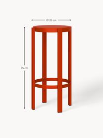 Tabouret de bar en métal Doon, haut. 75 cm, Acier, revêtement par poudre, Rouge, Ø 35 x haut. 75 cm