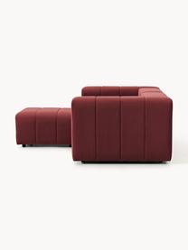 Modulares Samt-Sofa Lena (3-Sitzer) mit Hocker, Bezug: Samt (100 % Polyester) De, Gestell: Buchenholz, Spanplatte, H, Samt Weinrot, B 211 x T 181 cm