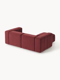 Modulares Samt-Sofa Lena (3-Sitzer) mit Hocker, Bezug: Samt (100 % Polyester) De, Gestell: Buchenholz, Spanplatte, H, Samt Weinrot, B 211 x T 181 cm