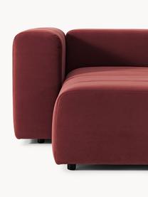 Modulares Samt-Sofa Lena (3-Sitzer) mit Hocker, Bezug: Samt (100 % Polyester) De, Gestell: Buchenholz, Spanplatte, H, Samt Weinrot, B 211 x T 181 cm