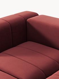 Modulares Samt-Sofa Lena (3-Sitzer) mit Hocker, Bezug: Samt (100 % Polyester) De, Gestell: Buchenholz, Spanplatte, H, Samt Weinrot, B 211 x T 181 cm