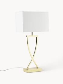 Große Tischlampe Vanessa, Lampenfuß: Metall, Lampenschirm: Textil, Goldfarben, Weiß, B 27 x H 52 cm