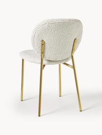 Chaises rembourrées en tissu bouclé Ulrica, 2 pièces, Bouclé blanc cassé, pieds dorés, larg. 47 x prof. 61 cm