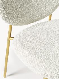 Chaises rembourrées en tissu bouclé Ulrica, 2 pièces, Bouclé blanc cassé, pieds dorés, larg. 47 x prof. 61 cm
