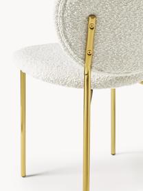 Chaises rembourrées en tissu bouclé Ulrica, 2 pièces, Bouclé blanc cassé, pieds dorés, larg. 47 x prof. 61 cm