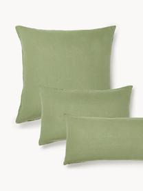 Funda de almohada de lino lavado Airy, 100% lino con certificado European Flax
Densidad de hilo 165 TC

El lino es una fibra natural que se caracteriza por su transpirabilidad, durabilidad y suavidad. El lino es un material refrescante, absorbe la humedad intercambiándola con el ambiente, que lo hace ideal para las temperaturas altas.

El material utilizado en este producto ha sido probado contra sustancias nocivas y está certificado según STANDARD 100 por OEKO-TEX®, 137, CITEVE., Verde oliva, An 45 x L 110 cm