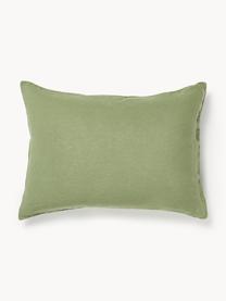 Funda de almohada de lino lavado Airy, 100% lino con certificado European Flax
Densidad de hilo 165 TC

El lino es una fibra natural que se caracteriza por su transpirabilidad, durabilidad y suavidad. El lino es un material refrescante, absorbe la humedad intercambiándola con el ambiente, que lo hace ideal para las temperaturas altas.

El material utilizado en este producto ha sido probado contra sustancias nocivas y está certificado según STANDARD 100 por OEKO-TEX®, 137, CITEVE., Verde oliva, An 45 x L 110 cm