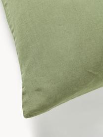 Funda de almohada de lino lavado Airy, 100% lino con certificado European Flax
Densidad de hilo 165 TC

El lino es una fibra natural que se caracteriza por su transpirabilidad, durabilidad y suavidad. El lino es un material refrescante, absorbe la humedad intercambiándola con el ambiente, que lo hace ideal para las temperaturas altas.

El material utilizado en este producto ha sido probado contra sustancias nocivas y está certificado según STANDARD 100 por OEKO-TEX®, 137, CITEVE., Verde oliva, An 45 x L 110 cm