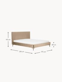 Gestoffeerd fluwelen bed Peace, Bekleding: polyester fluweel, Frame: massief grenenhout en pla, Poten: gepoedercoat metaal Dit p, Fluweel beige, B 140 x L 200 cm