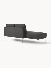 Chaise longue Fluente, Bekleding: 100% polyester. Met 40.00, Frame: massief grenenhout, Poten: gepoedercoat metaal Dit p, Geweven stof antraciet, B 202 x D 85 cm, rugleuning links