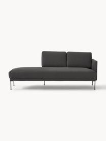 Chaise longue Fluente, Bekleding: 100% polyester. Met 40.00, Frame: massief grenenhout, Poten: gepoedercoat metaal Dit p, Geweven stof antraciet, B 202 x D 85 cm, rugleuning links