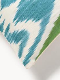 Housse de coussin 40x60 en soie avec motif abstrait Silky, Vert, bleu foncé, blanc cassé, larg. 40 x long. 60 cm