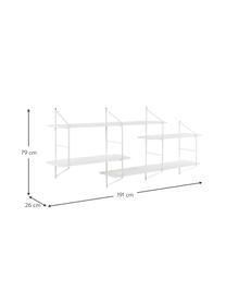 Mensola a muro in legno e metallo Belfast, Struttura: metallo verniciato a polv, Mensole: legno di paulownia tinto , Bianco, Larg. 191 x Alt. 79 cm