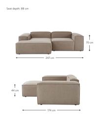 Modulares Ecksofa Dylan in Braun, Bezug: 100% Polyester Der strapa, Gestell: Massives Kiefernholz, Spe, Braun, B 335 cm x T 201 cm