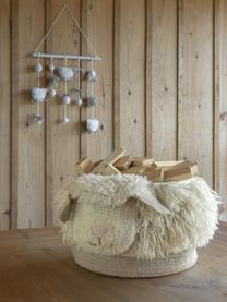 Aufbewahrungskorb Sheep, Korb: 100 % Wolle, Tasche: 100 % Baumwolle, Hellbeigetöne, B 30 x H 27 cm