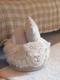 Aufbewahrungskorb Sheep, Korb: 100 % Wolle, Tasche: 100 % Baumwolle, Hellbeigetöne, B 30 x H 27 cm