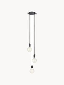 Petite suspension 3 lampes ampoule nue Sky, Noir, Ø 25 cm