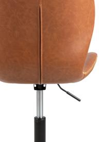 Kunstleder-Schreibtischstuhl Batilda, höhenverstellbar, Bezug: Kunstleder (Polyurethan) , Beine: Gummiholz, lackiert, Rollen: Kunststoff, Kunstleder Cognac, B 55 x T 54 cm