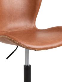 Krzesło biurowe ze sztucznej skóry Batilda, obrotowe, Tapicerka: sztuczna skóra (poliureta, Nogi: drewno kauczukowe lakiero, Stelaż: metal malowany proszkowo, Skórzany koniakowy, S 55 x G 54 cm