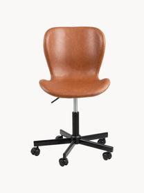 Chaise de bureau en cuir synthétique Batilda, hauteur réglable, Cuir synthétique brun clair, larg. 54 x prof. 48 cm