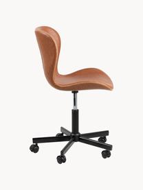 Chaise de bureau en cuir synthétique Batilda, hauteur réglable, Cuir synthétique brun clair, larg. 54 x prof. 48 cm