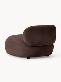 Niervormige loungefauteuil Alba, Bekleding: 97% polyester, 3% nylon M, Frame: massief sparrenhout, berk, Poten: kunststof Het materiaal d, Geweven stof donkerbruin, B 102 x D 89 cm, rugleuning links