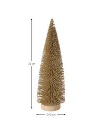 Arbre de Noël décoratif Tarvo, 3 élém., MDF (panneau en fibres de bois à densité moyenne), feutre de polyester, Doré, brun clair, Lot de différentes tailles