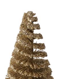 Figuras decorativas pinos Tarvo, 3 uds., Tablero de fibras de densidad media (MDF), poliéster-fieltro, Dorado, beige, Set de diferentes tamaños