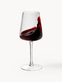 Bicchieri vino rosso fatto a mano con struttura scanalata Cami 4 pz, Vetro soffiato, Trasparente, Ø 9 x Alt. 24 cm, 510 ml