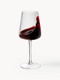 Copas de vino tinto artesanales con relieves Cami, 4 uds., Vidrio soplado artesanalmente, Transparente, Ø 9 x Al 24 cm