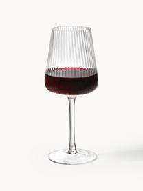 Bicchiere da vino rosso fatto a mano con struttura scanalata Cami 4 pz, Vetro soffiato, Trasparente, Ø 9 x Alt. 24 cm